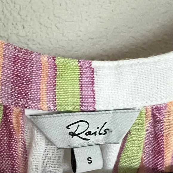 NWOT Rails Brielle Top Linen Blend Hibiscus Stripe Casual Women’s Small - Picture 9 of 13